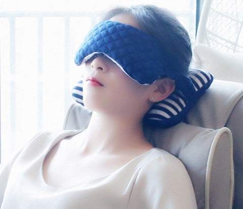 Travel eye mask and travel pillow set - get sleep on your next flight