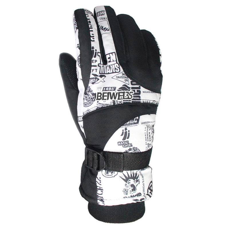 Men's outdoor winter ski gloves, windproof and breathable, made of nylon for skiing and snowboarding.