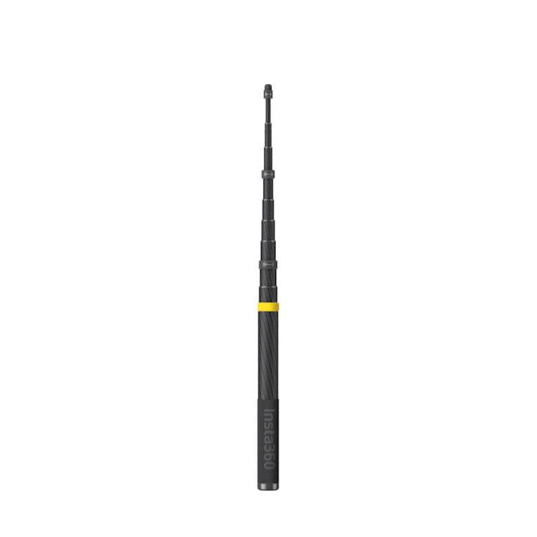 Ultra long selfie stick with 360° follow-up feature, 3m maximum length, black.