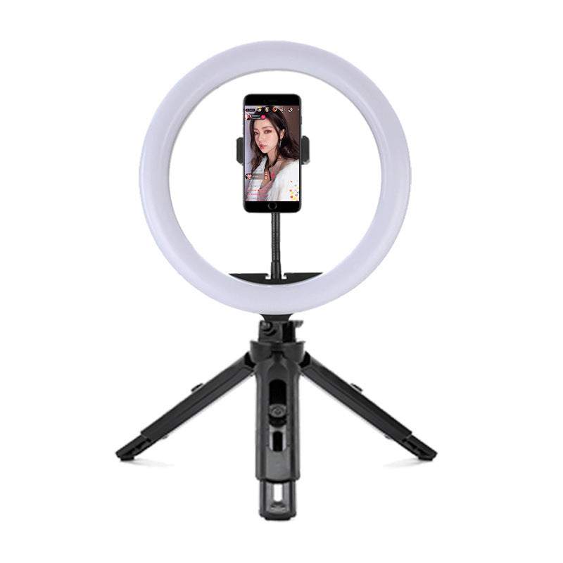 10-inch ring light with smartphone holder and metal bracket for live streaming.