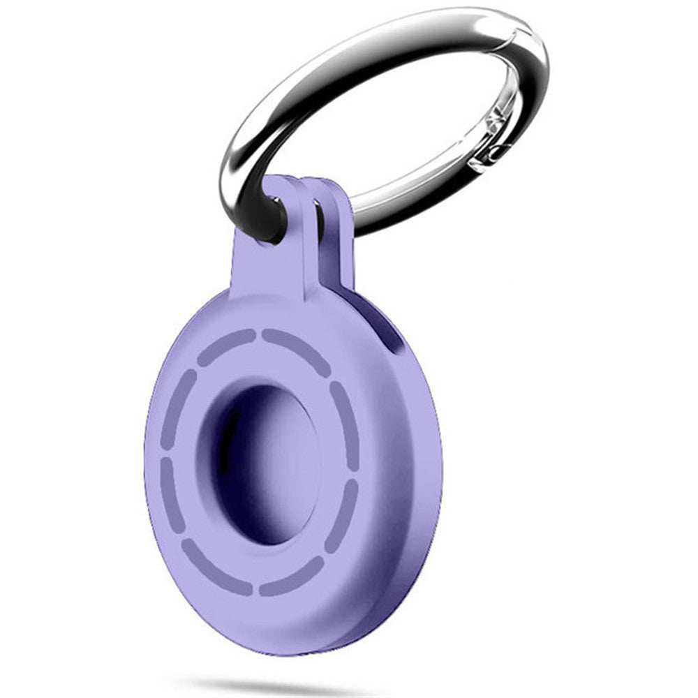 Purple silicone keychain protective case for locator tracker.