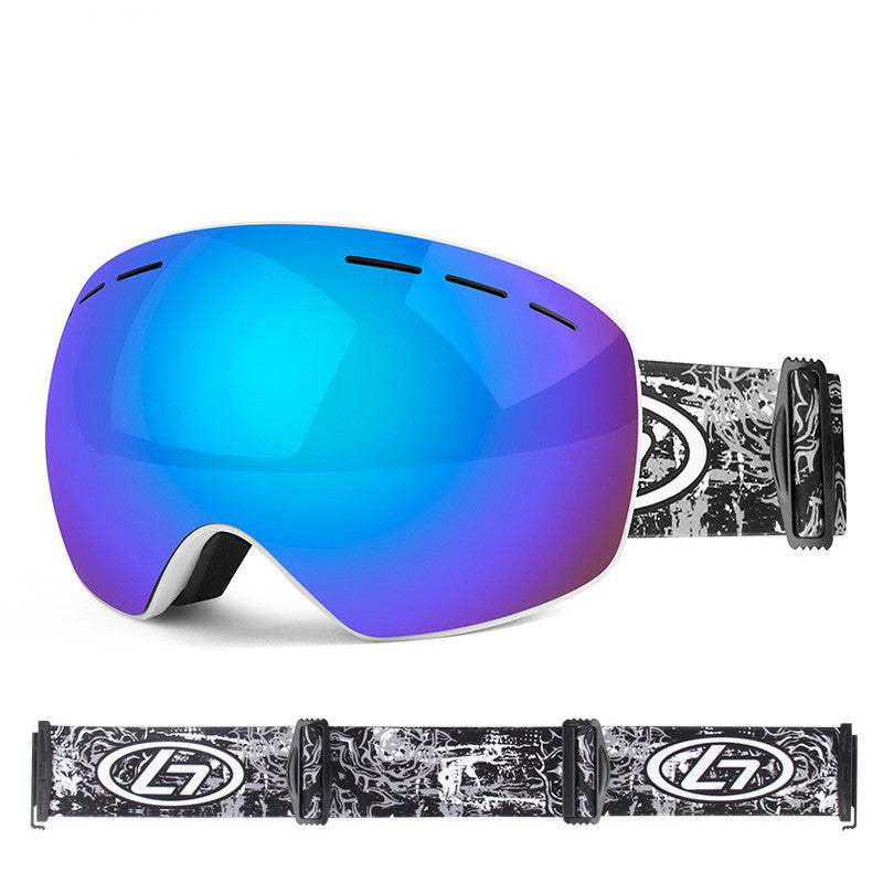 UV proof ski goggles with TPU and polycarbonate lenses for skiing and snowboarding.