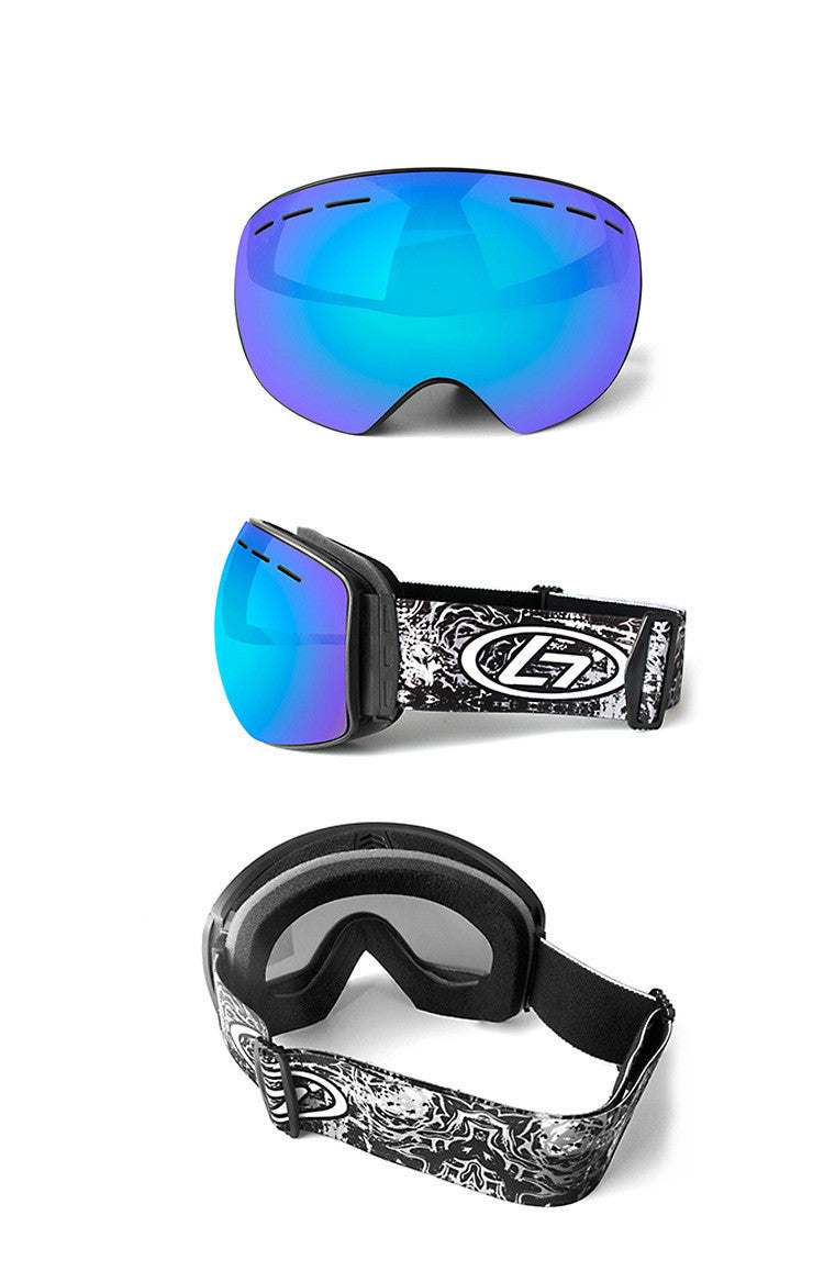 UV proof ski goggles for skiing and snowboarding, made of TPU and polycarbonate, size 175x100x40mm.