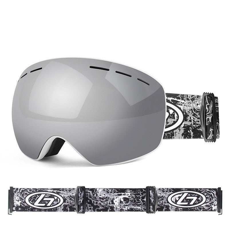 UV-proof ski goggles with TPU and polycarbonate lenses for skiing and snowboarding.