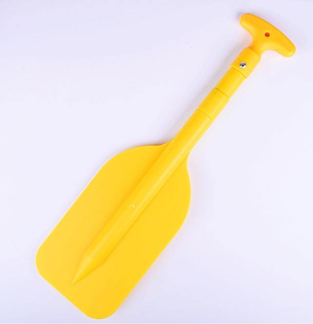 Yellow telescopic paddle with an adjustable aluminum alloy shaft for boating and kayaking.