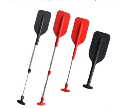 Retractable aluminum alloy paddles in black and red with adjustable handles for boating.