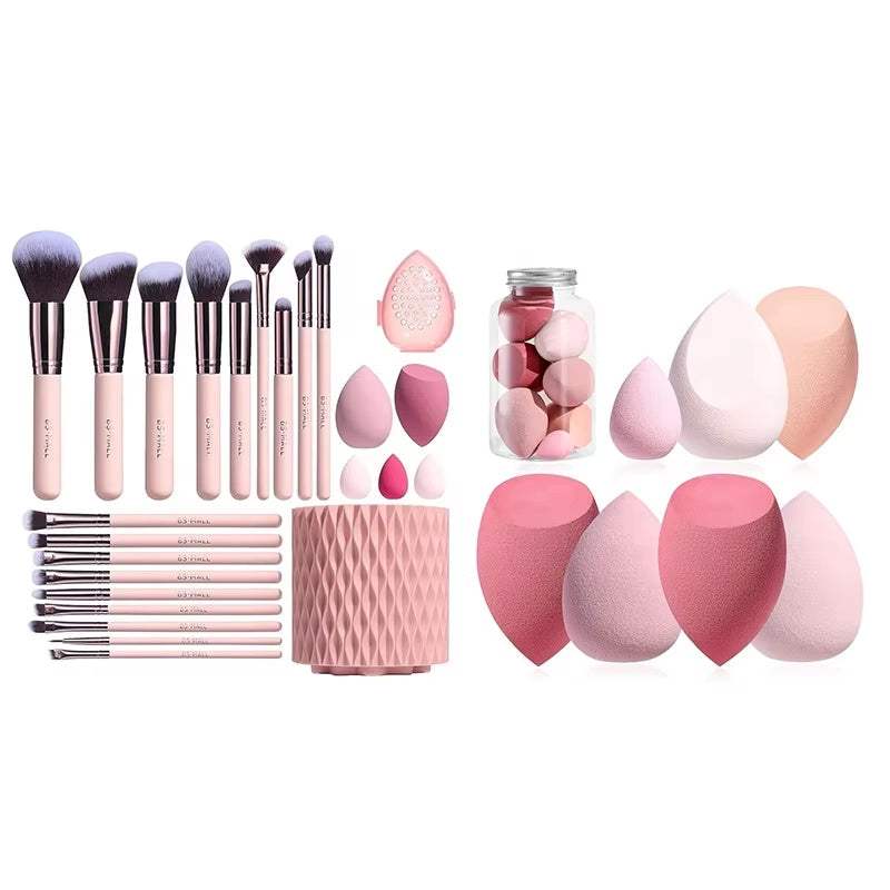 Makeup Brush & Sponge Set with LED Mirror & Storage Case 