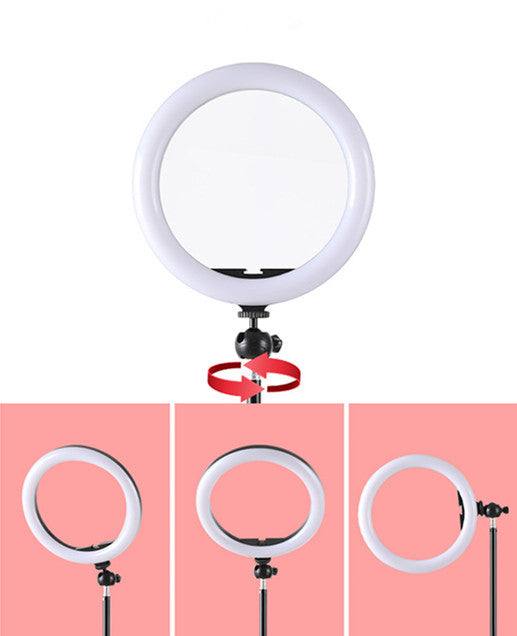 10-inch rotating ring light with metal bracket for smartphones.