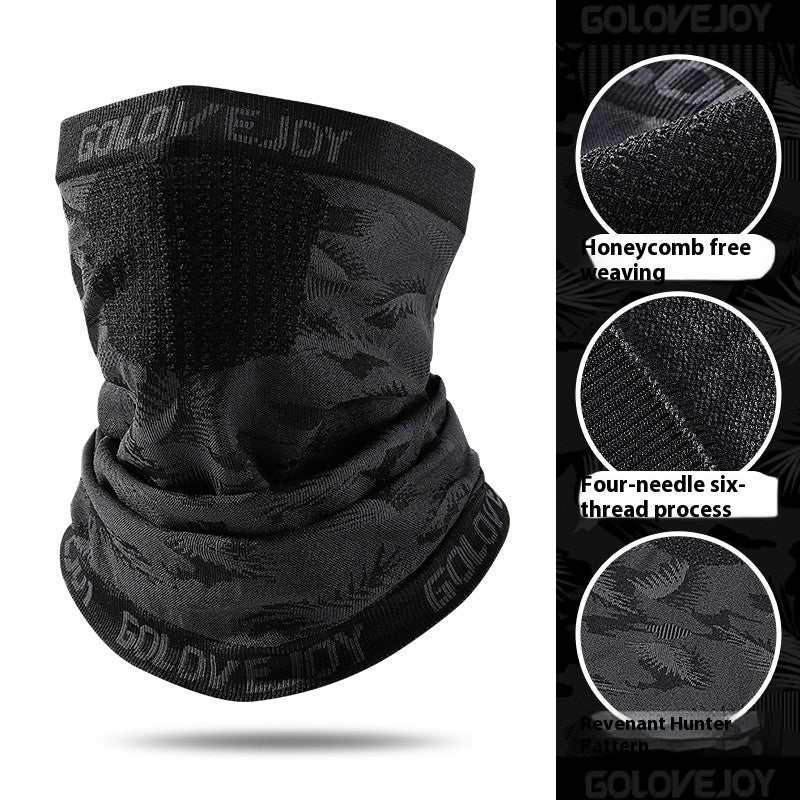 Windproof thermal ski mask with ear hanging design, black color, nylon fabric, suitable for all genders.