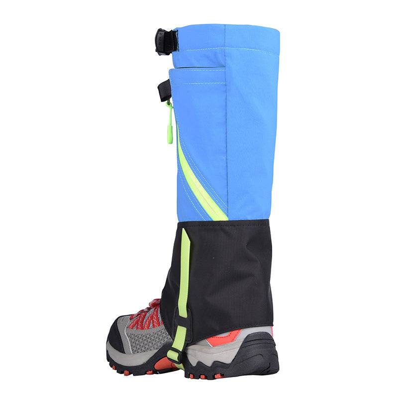 Kids' moisture-proof ski leggings, blue with black accents, designed for mountain climbing with waterproof and tear-resistant material.