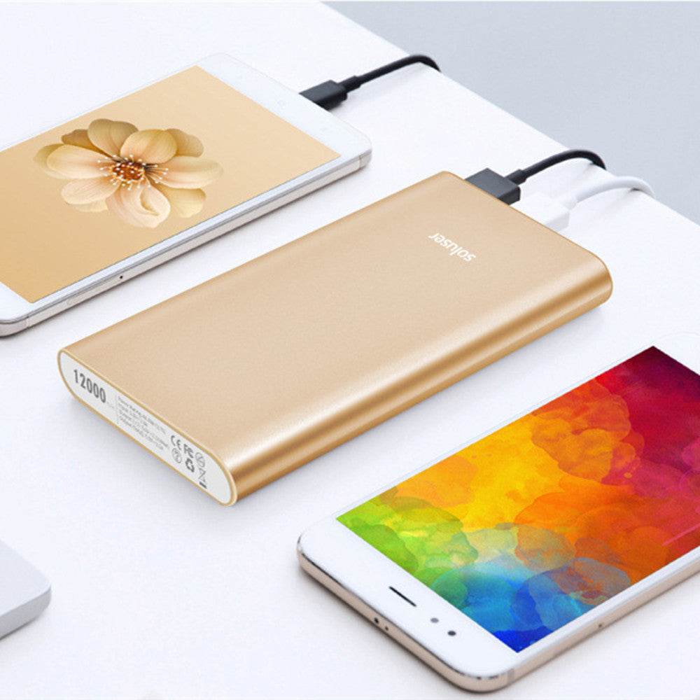 Power Bank 12000mAh - Ultra-thin Aluminum Alloy with multiple ports